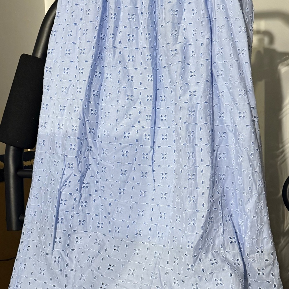 Target Women’s Long Skirt Size L Blue Cotton Floral Print Elastic Waist Pockets